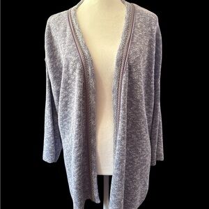 NWT Amber Sun Nordstrom Cardigan Sweater 100% Cotton Purple Marled Knit XL